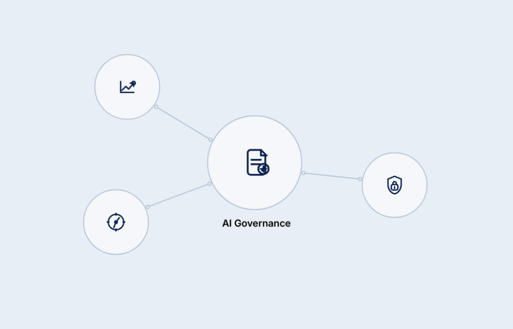 Bild som illustrerar AI Governance med värde, riktning och trygghet.